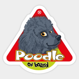 Mini Poodle on Board - Blue Sticker